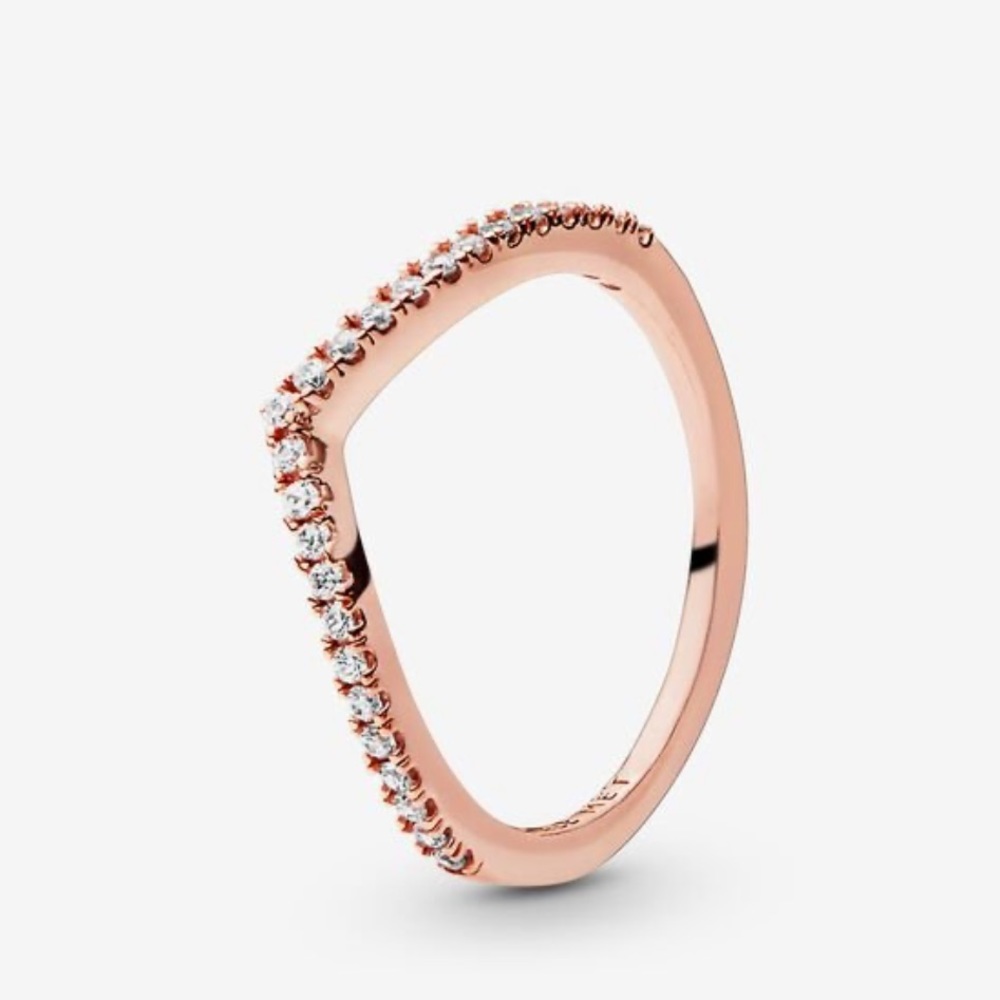 NWT Pandora Sparkling Wishbone Stackable Ring - Picture 2 of 8